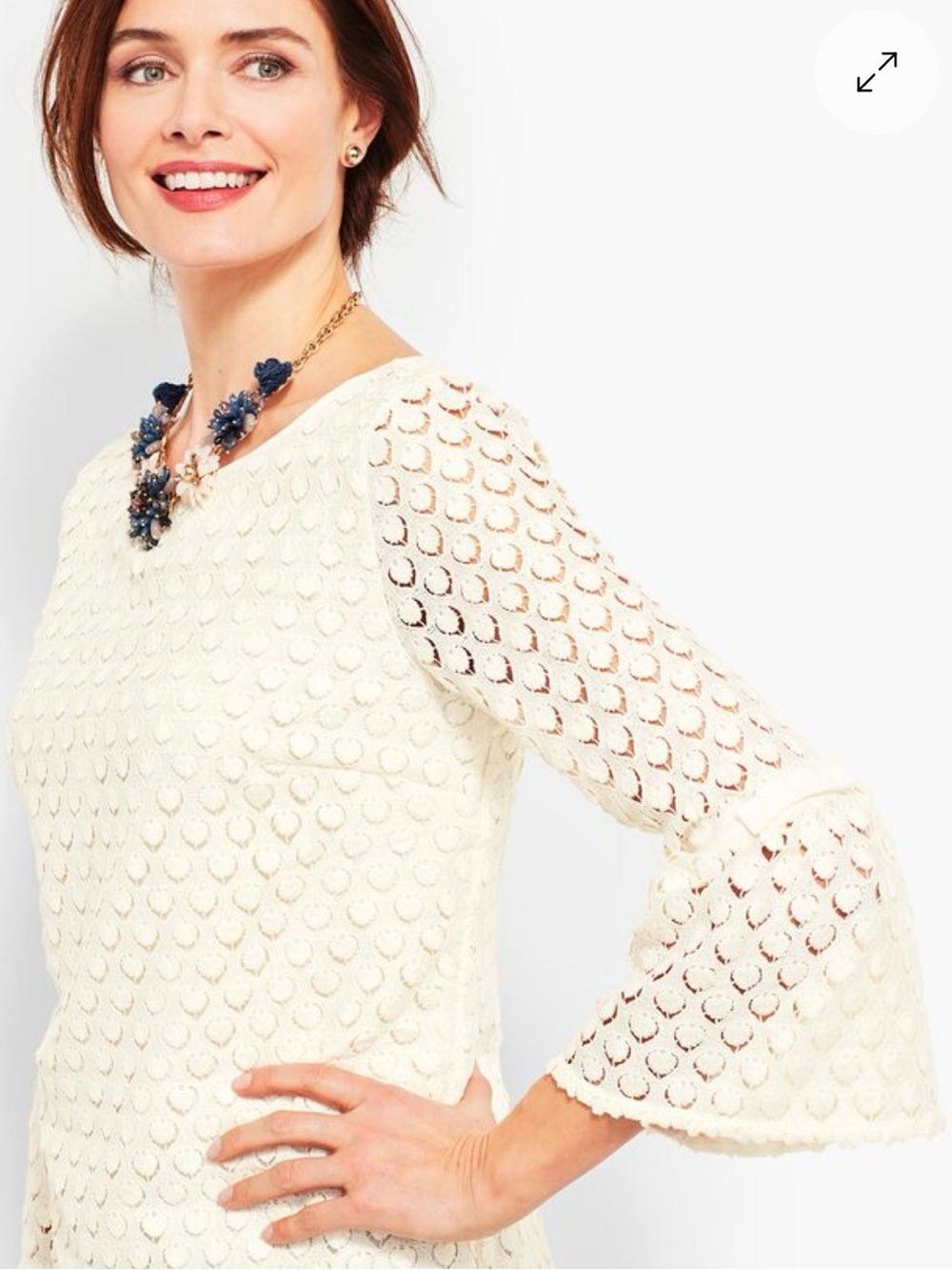 RSVP by Talbots Top. Lace, Bell Sleeve. Ivory. Size 2X
